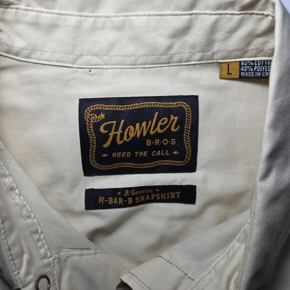 Howler Bros H Bar B Short Sleeve Snapshirt Bone Mens Large NEW Western READ - Picture 2 of 8
